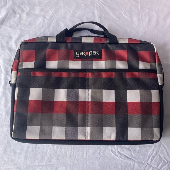 Yak Pak Checkered Red and Gray Laptop Bag - Picture 1 of 3